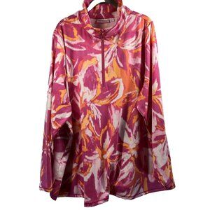 Belle Kim Gravel Women's Polo Top Size 3X Plus Pullover Colorful Pink Stretch